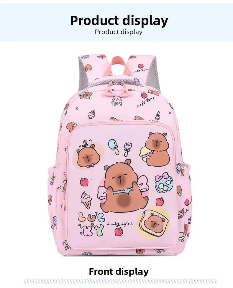 Capybara Colorful Backpack 3Pcs/Set for Women Casual School Bags with Lunch Bag Girl Boy Student Teenager Rucksack