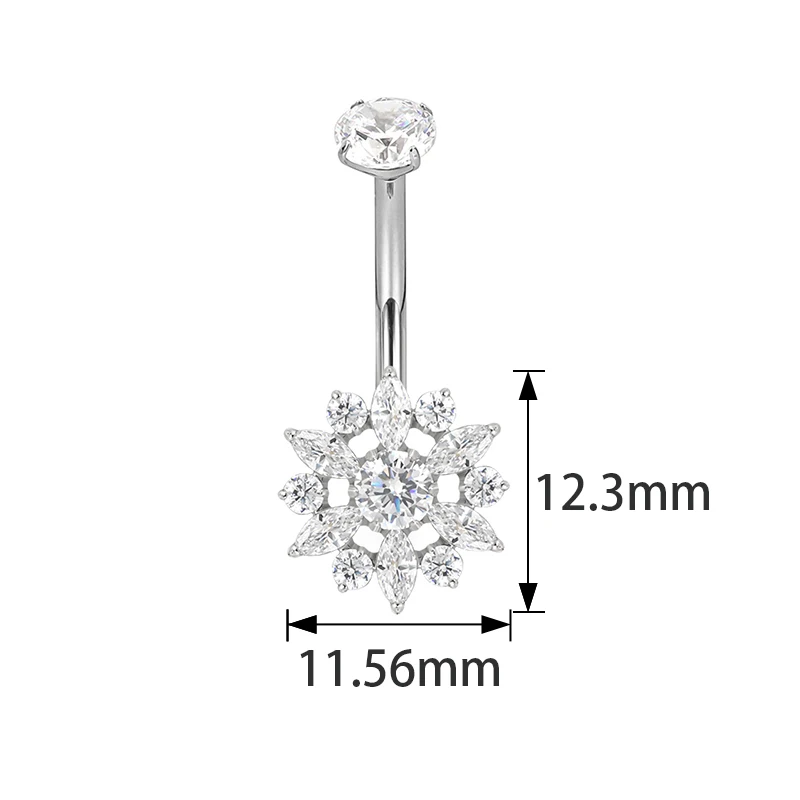 ASTM F136 Titanium Navel Ring PIERC Belly Navel Rings Zircon Paved Top Threaded Piercing Belly Button Ring Factory Body Jewelr