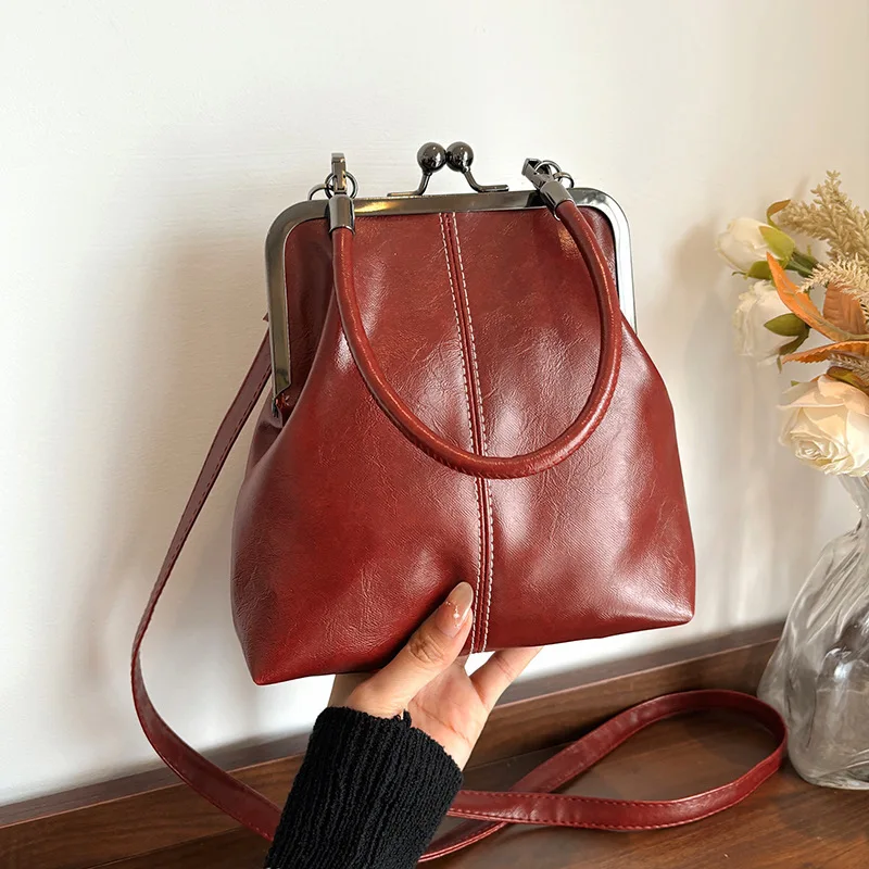 Vintage Style Women Handbag Brown Versatile Designer Shoulder Bag PU Leather Ladys Shell Purses Crossbody Bags