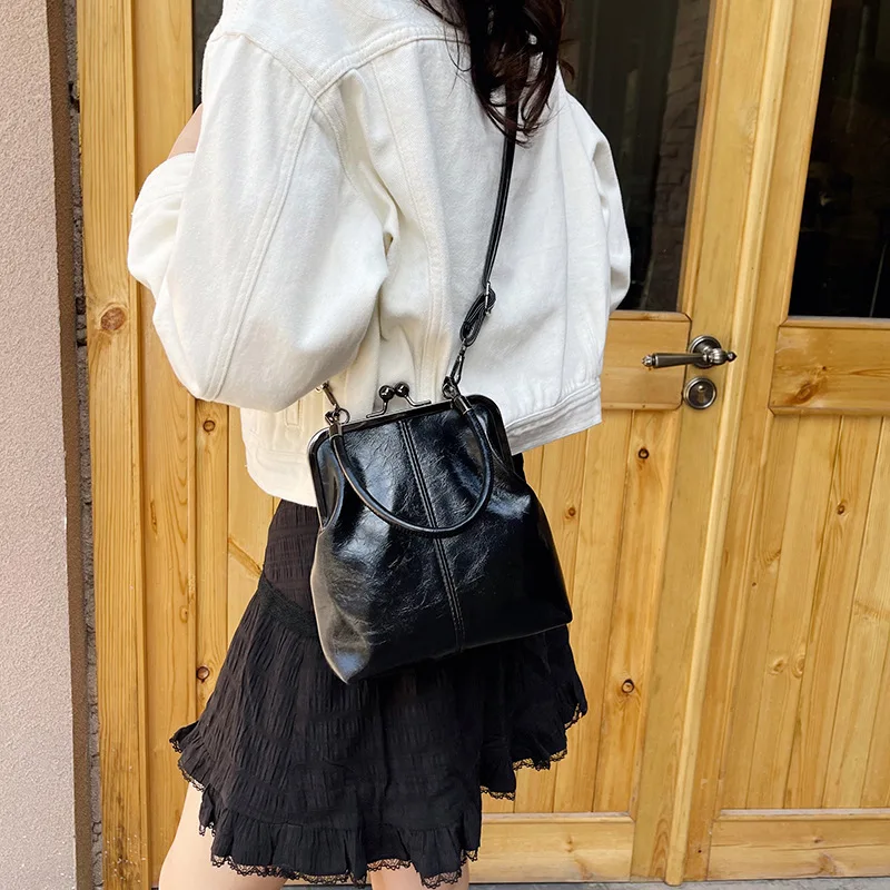 Vintage Style Women Handbag Brown Versatile Designer Shoulder Bag PU Leather Ladys Shell Purses Crossbody Bags