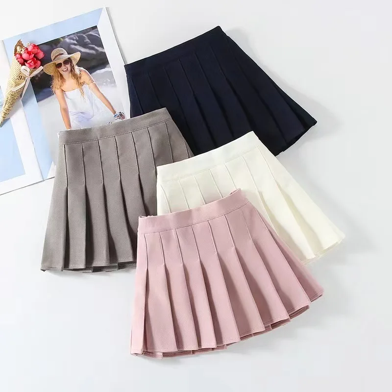 1pcs Spring Summer Girls Pleated Skirt Students Elastic A-line Skirt Kids College Style JK Skirts Childrens Fashion Short Skirts