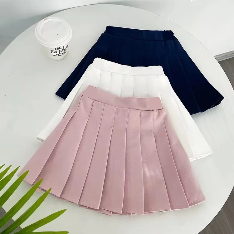1pcs Spring Summer Girls Pleated Skirt Students Elastic A-line Skirt Kids College Style JK Skirts Childrens Fashion Short Skirts