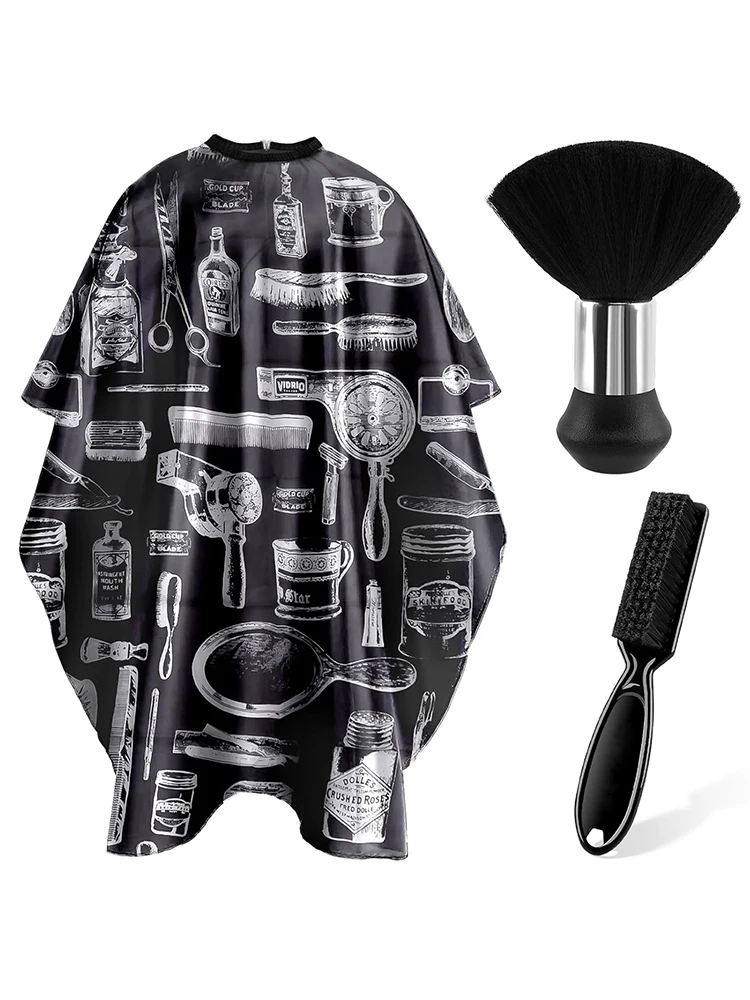 WANMEI Hair Cutting Barber Cape Set with Neck Duster Brush Barber Brush Professional Barber Accessories Salon Cleaning Supplies