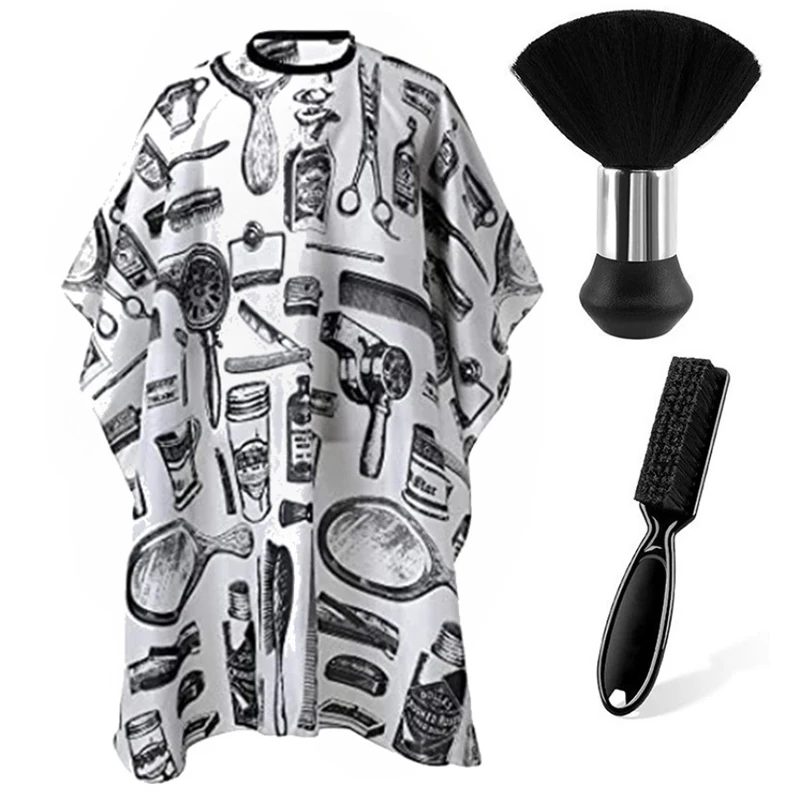 WANMEI Hair Cutting Barber Cape Set with Neck Duster Brush Barber Brush Professional Barber Accessories Salon Cleaning Supplies