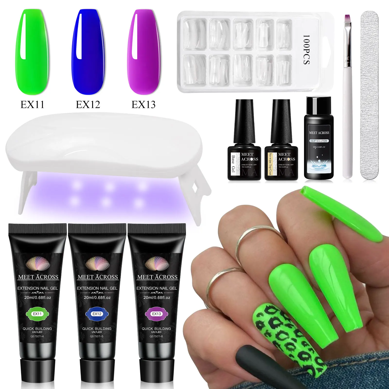 10pcs 20ml Extension Nail Gel Polish Set Acrylic Crystal Building Full Polygel For Nails Kit UV Varnish Nail Art Manicure Kit