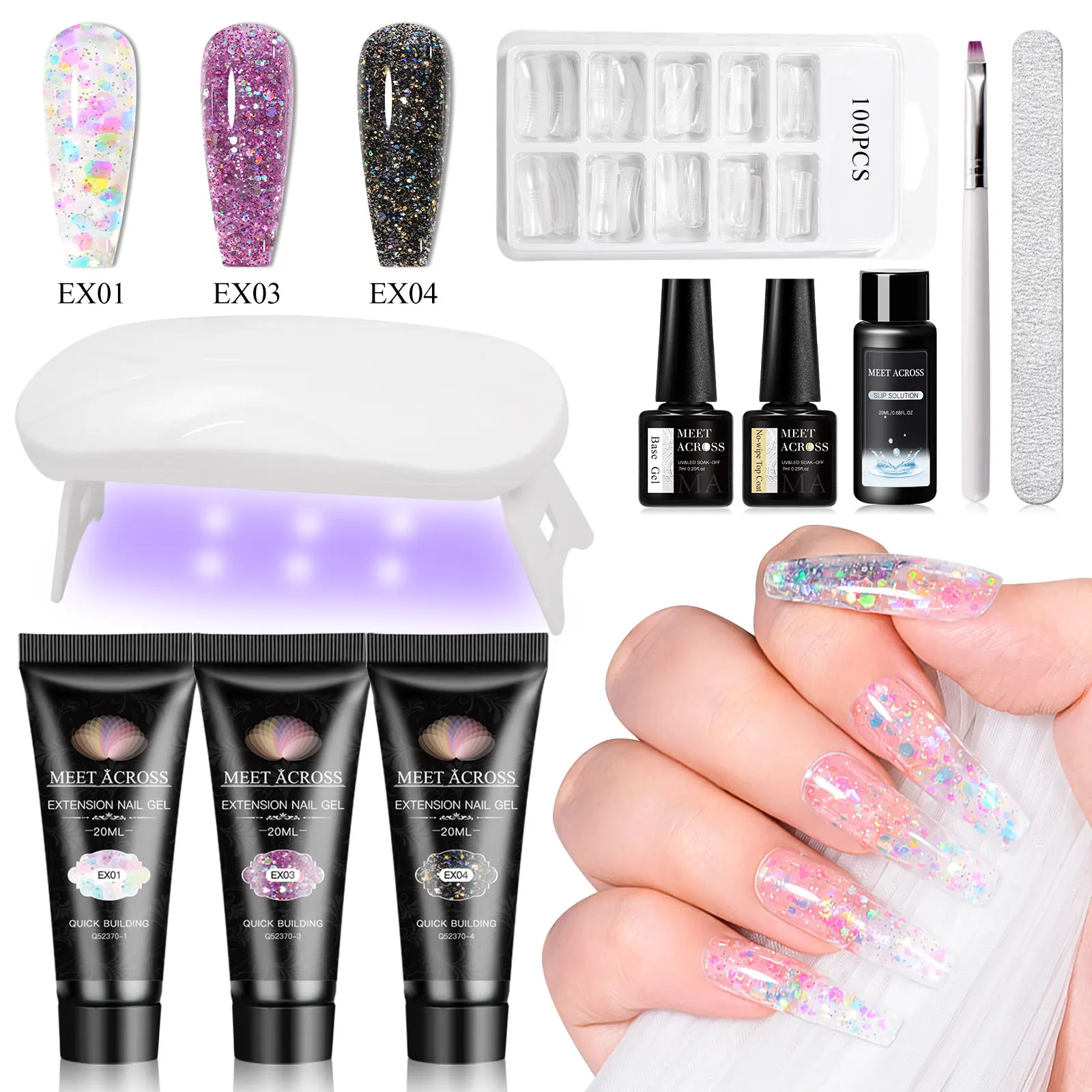10pcs 20ml Extension Nail Gel Polish Set Acrylic Crystal Building Full Polygel For Nails Kit UV Varnish Nail Art Manicure Kit