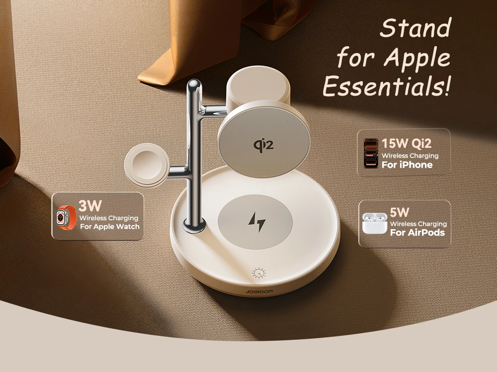 Joyroom Qi2 Magnetic Charging Station for Apple Fast Wireless Charger for iPhone 17 16 15 Pro Max for iWatch for AirPods JR-W23