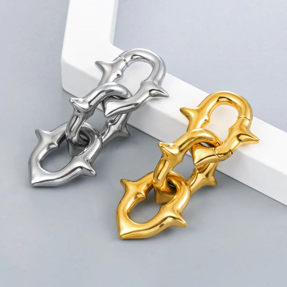 Casvort 2PCS 316L Stainless Steel Cool Chain Ear Weights Hangers Expander Piercing Women Man Body Earrings Fashion Jewelry Gift