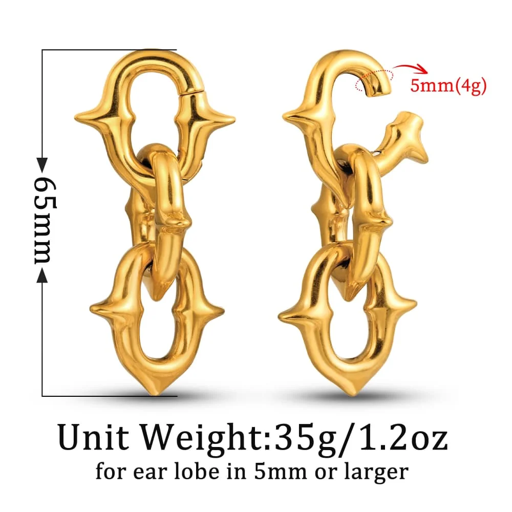 Casvort 2PCS 316L Stainless Steel Cool Chain Ear Weights Hangers Expander Piercing Women Man Body Earrings Fashion Jewelry Gift