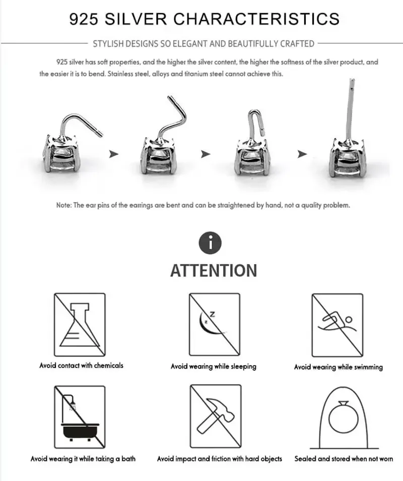 GRA Certificate 100% Moissanite Earrings for Women Pass Diamond Testing Pen Ear Studs 925 Sterling Silver Fine Jewelry