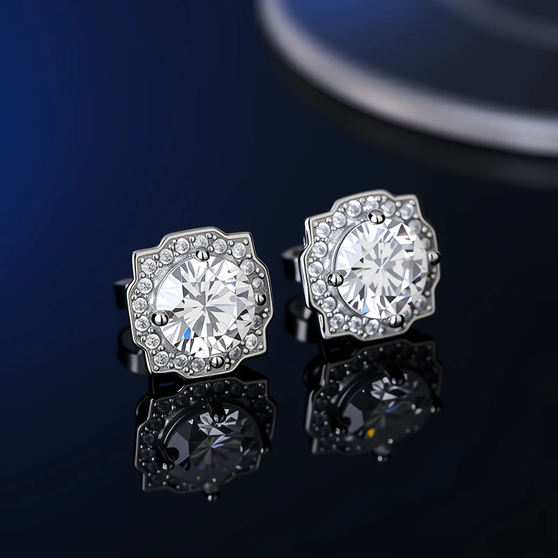 GRA Certificate 100% Moissanite Earrings for Women Pass Diamond Testing Pen Ear Studs 925 Sterling Silver Fine Jewelry