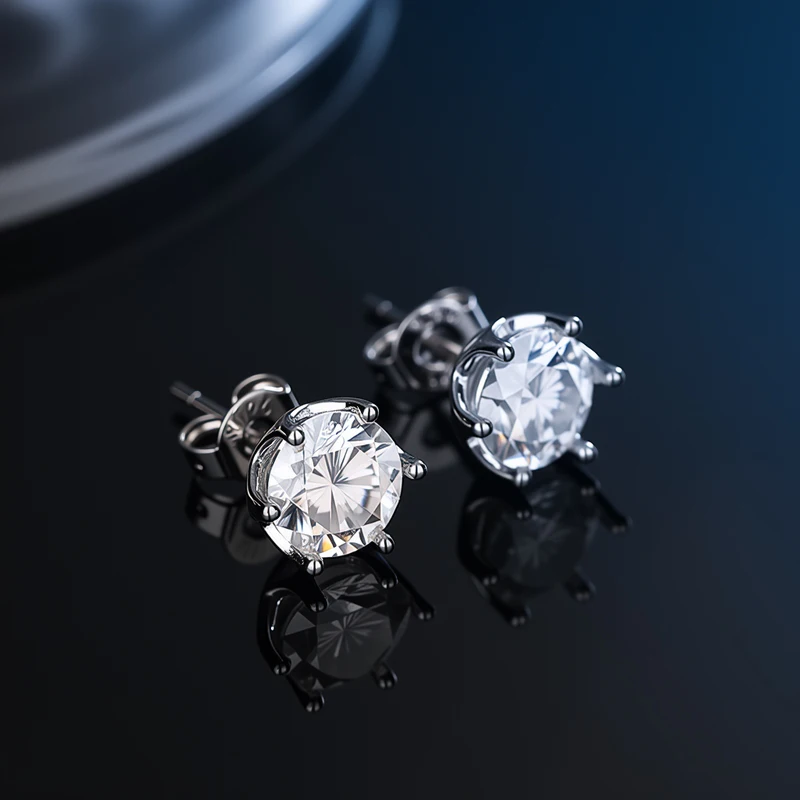 GRA Certificate 100% Moissanite Earrings for Women Pass Diamond Testing Pen Ear Studs 925 Sterling Silver Fine Jewelry