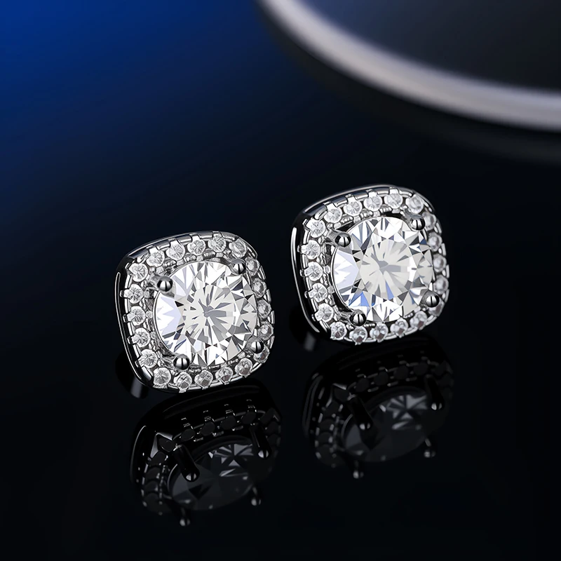 GRA Certificate 100% Moissanite Earrings for Women Pass Diamond Testing Pen Ear Studs 925 Sterling Silver Fine Jewelry
