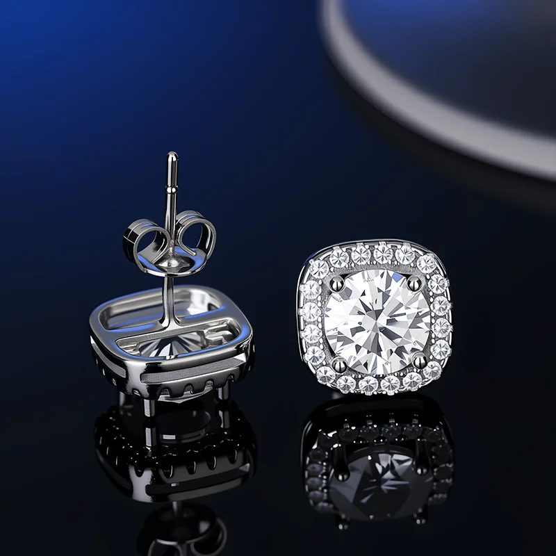GRA Certificate 100% Moissanite Earrings for Women Pass Diamond Testing Pen Ear Studs 925 Sterling Silver Fine Jewelry