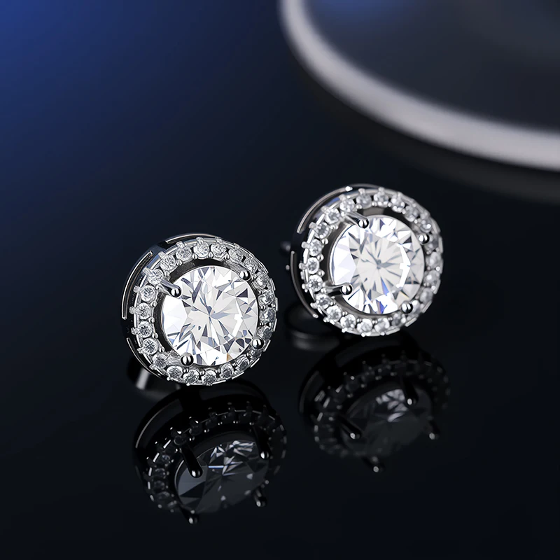 GRA Certificate 100% Moissanite Earrings for Women Pass Diamond Testing Pen Ear Studs 925 Sterling Silver Fine Jewelry