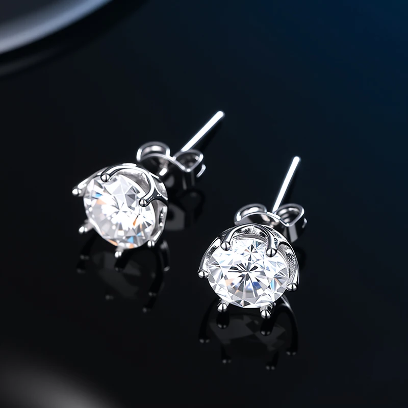 GRA Certificate 100% Moissanite Earrings for Women Pass Diamond Testing Pen Ear Studs 925 Sterling Silver Fine Jewelry
