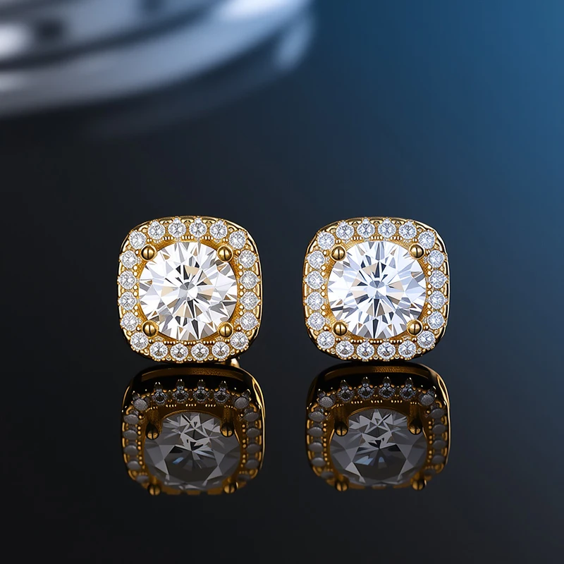 GRA Certificate 100% Moissanite Earrings for Women Pass Diamond Testing Pen Ear Studs 925 Sterling Silver Fine Jewelry