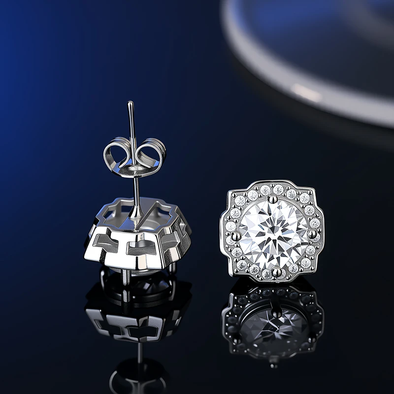 GRA Certificate 100% Moissanite Earrings for Women Pass Diamond Testing Pen Ear Studs 925 Sterling Silver Fine Jewelry