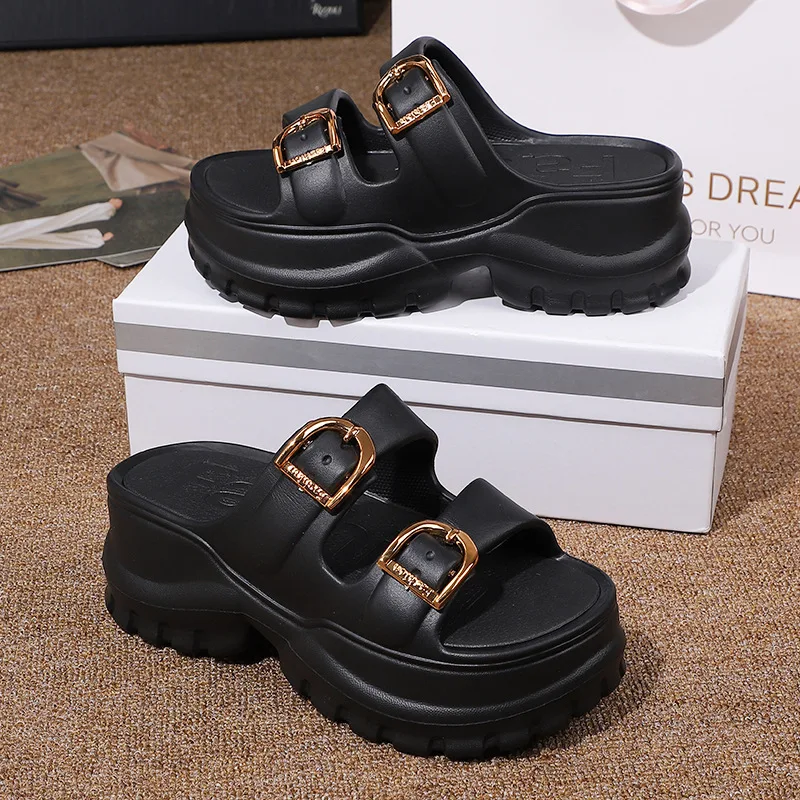 2025 Versatile Platform Flip Flops - Thick Sole Sandals with Cloud Comfort, Durable Outdoor Slides for Beach/Street Wear