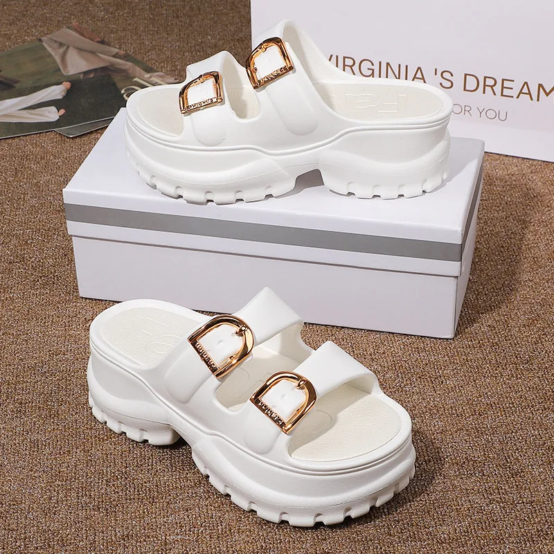 2025 Versatile Platform Flip Flops - Thick Sole Sandals with Cloud Comfort, Durable Outdoor Slides for Beach/Street Wear