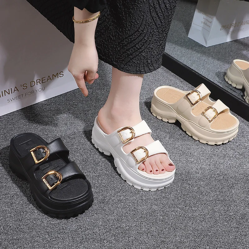 2025 Versatile Platform Flip Flops - Thick Sole Sandals with Cloud Comfort, Durable Outdoor Slides for Beach/Street Wear