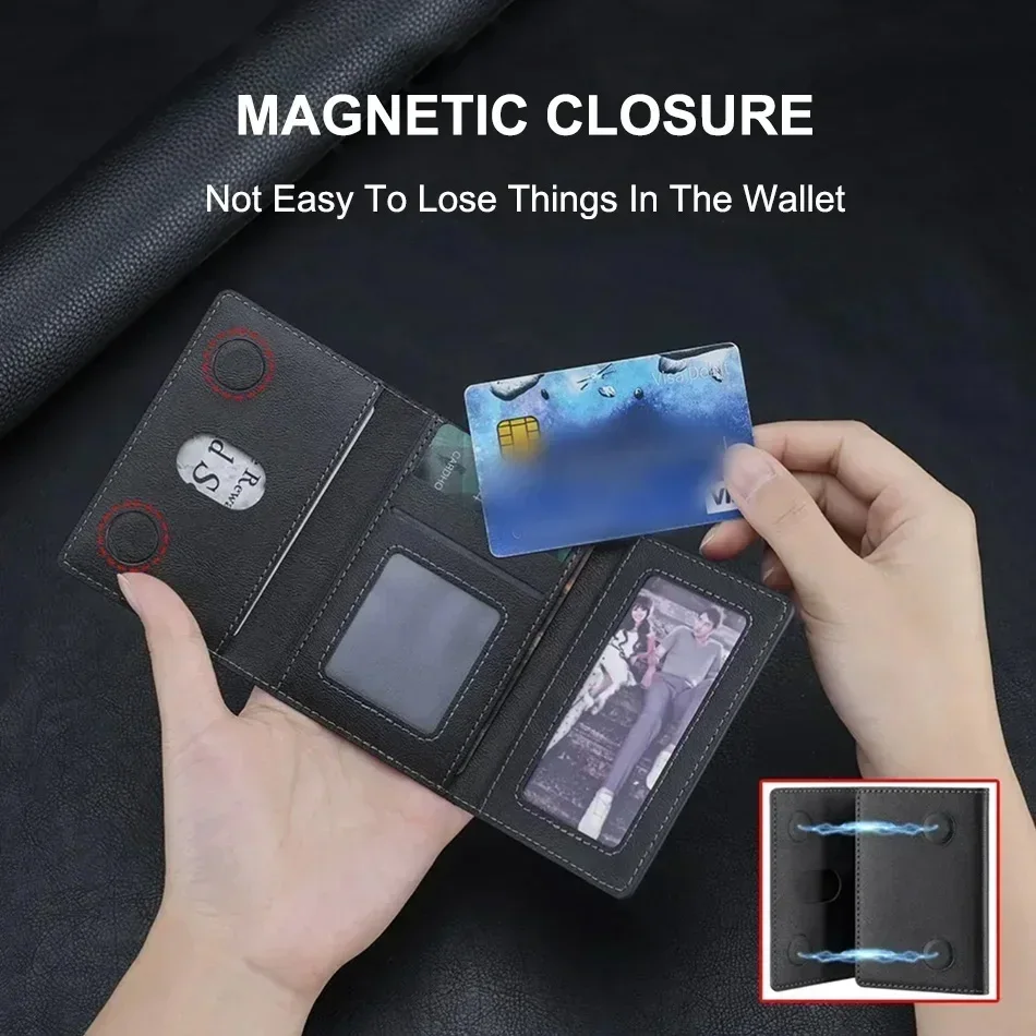 Men Magsafe Card Holder Unisex PU Leather Magnetic Cardholder Card Bag Wallet for Apple for Phone 16 15 14 13 12 Pro Max Mini