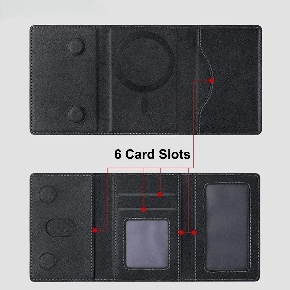 Men Magsafe Card Holder Unisex PU Leather Magnetic Cardholder Card Bag Wallet for Apple for Phone 16 15 14 13 12 Pro Max Mini