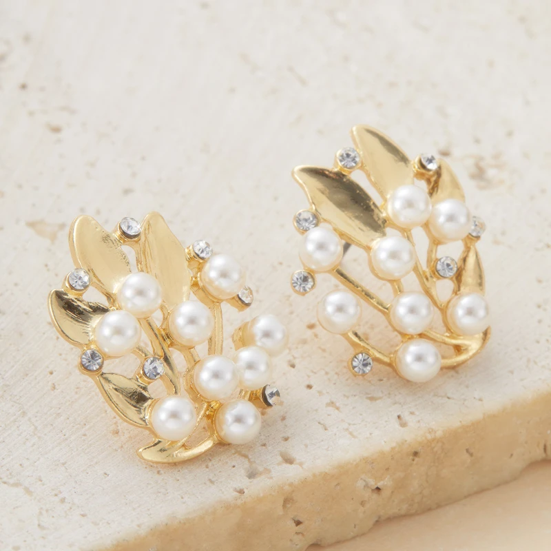 3 Pcs Rhinestone Imitation Pearl Earrings Necklace Set Two-piece Vintage Choker Accessory Light Luxury Jewelry Sets Wedding