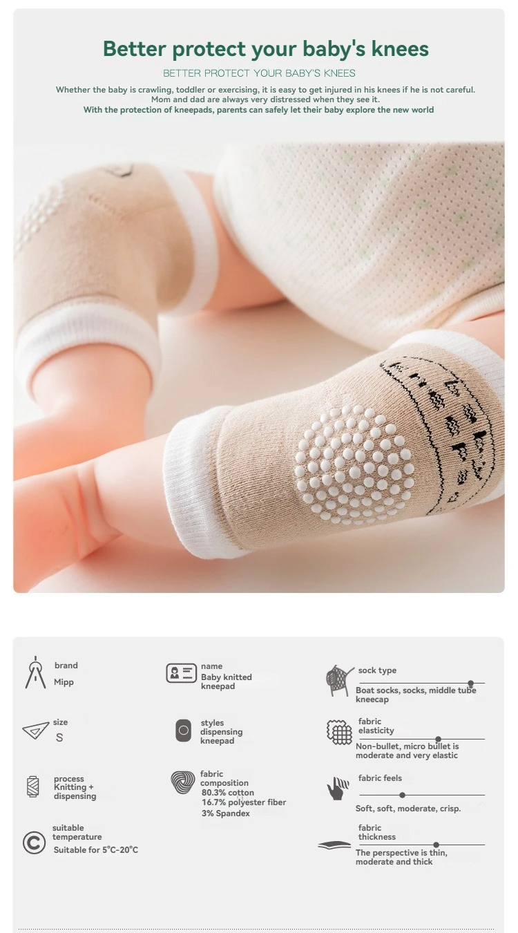 Baby Crawling Knee Pads Breathable, Toddler Walking Anti-Fall, Infant 0-3 Years Old, Pure Cotton Anti-Collision Elbow Pads, Non-