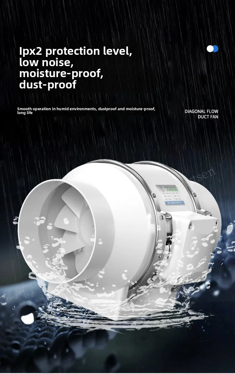 Exhaust Fan Home Mute Duct Fan Bathroom Exhaust Fan Ventilation Kitchen Bathroom Wall Mounted Pure Copper Motor