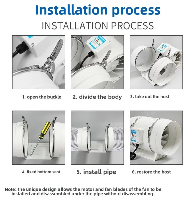 Exhaust Fan Home Mute Duct Fan Bathroom Exhaust Fan Ventilation Kitchen Bathroom Wall Mounted Pure Copper Motor