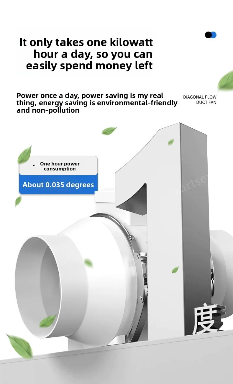 Exhaust Fan Home Mute Duct Fan Bathroom Exhaust Fan Ventilation Kitchen Bathroom Wall Mounted Pure Copper Motor