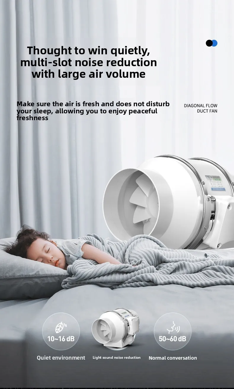 Exhaust Fan Home Mute Duct Fan Bathroom Exhaust Fan Ventilation Kitchen Bathroom Wall Mounted Pure Copper Motor