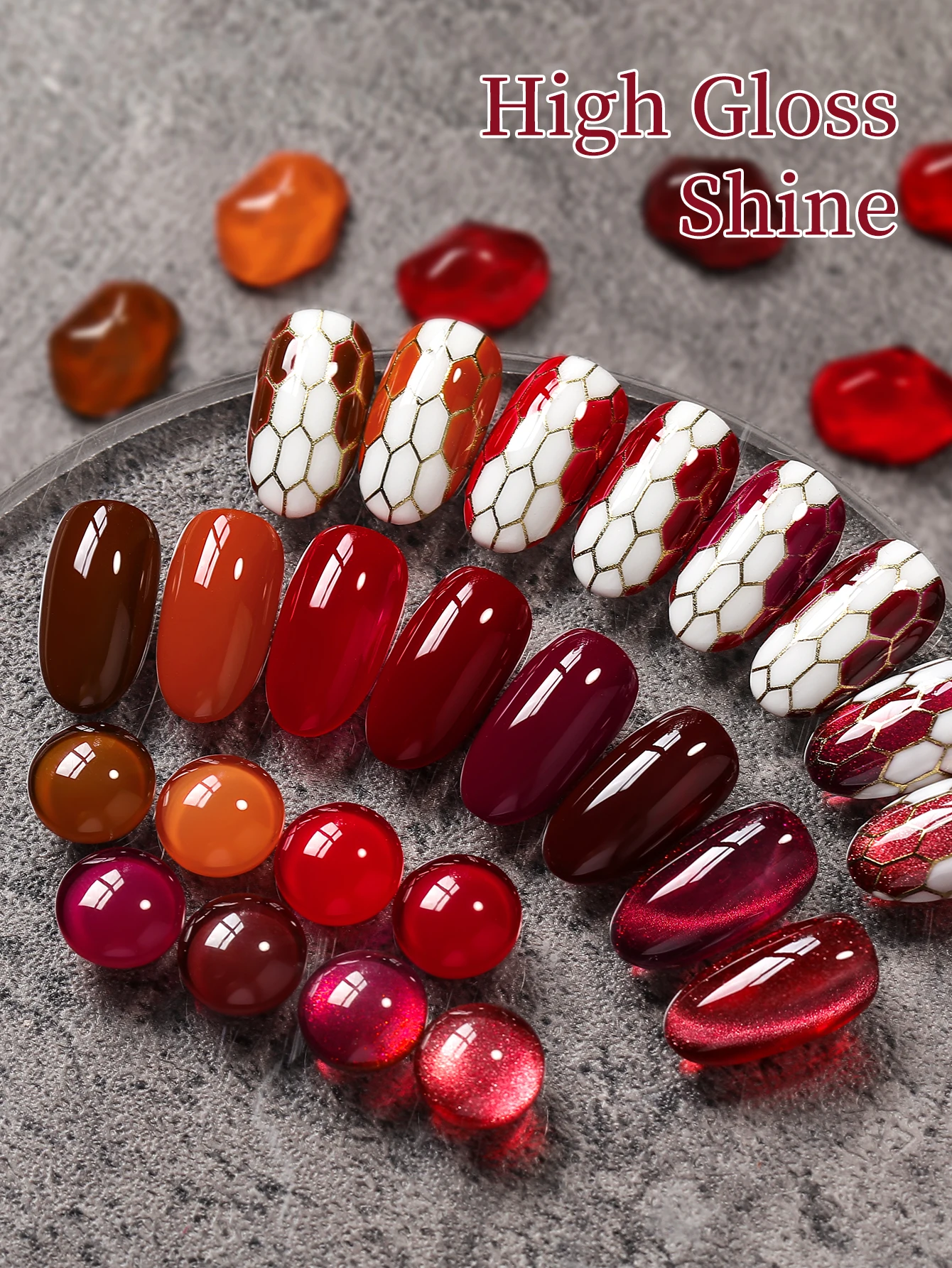 XEIJAYI 15ML 8Pcs Ankara Red Series Gel Nail Polish Set, UV LED Immersion Nail Polish,Holiday DIY Nail Polish Design