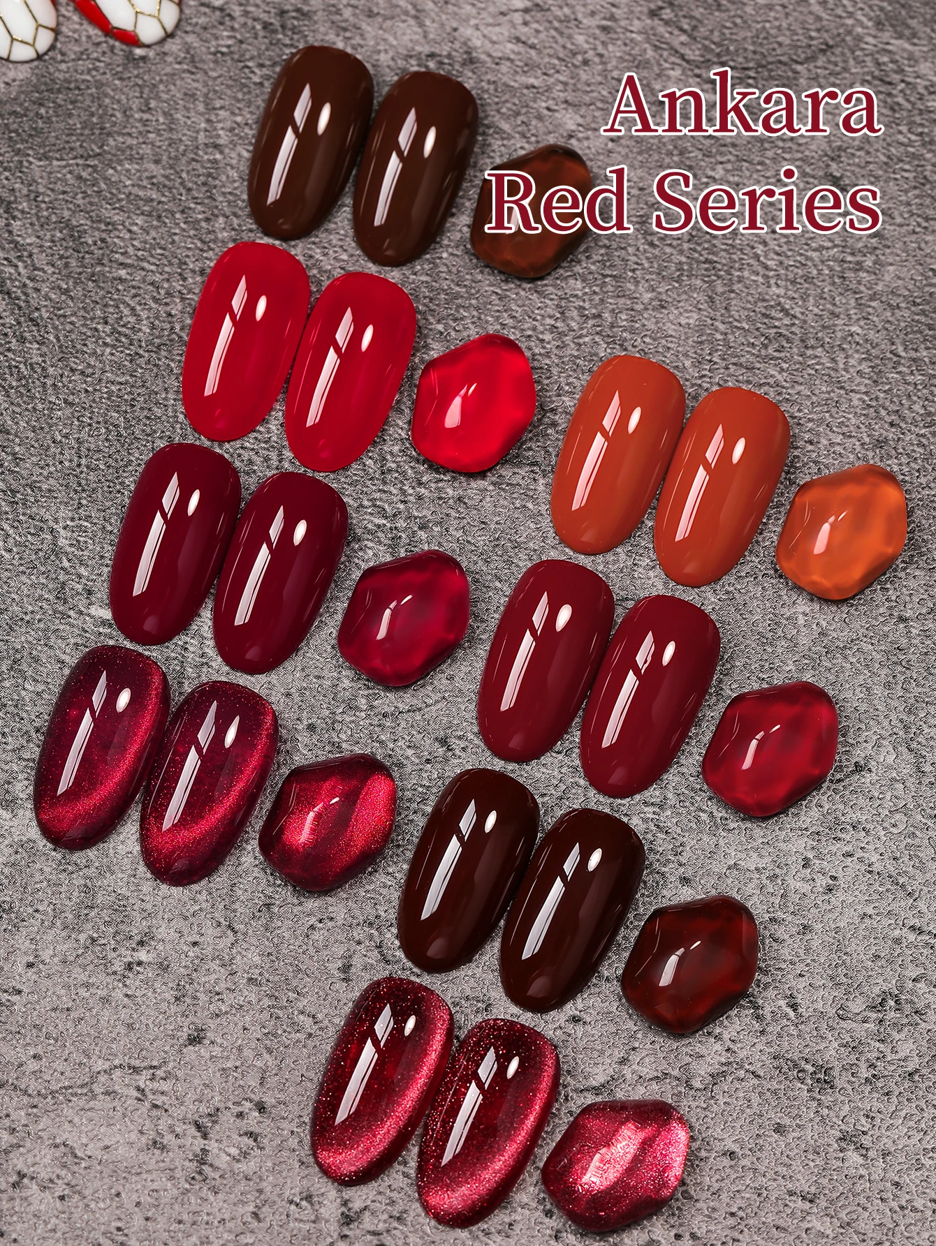 XEIJAYI 15ML 8Pcs Ankara Red Series Gel Nail Polish Set, UV LED Immersion Nail Polish,Holiday DIY Nail Polish Design
