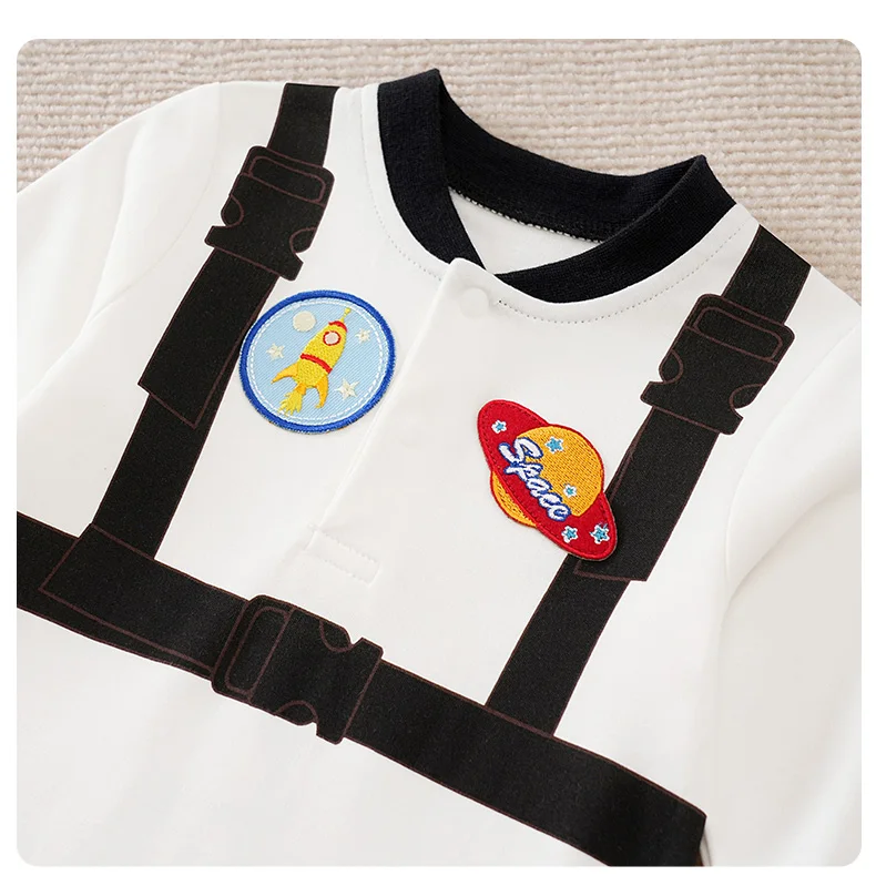 Newborn Baby Boy Long sleeves clothing 0-18 Months one-piece White cotton fashion for Astronaut Print Infant Casual Jumpsuit