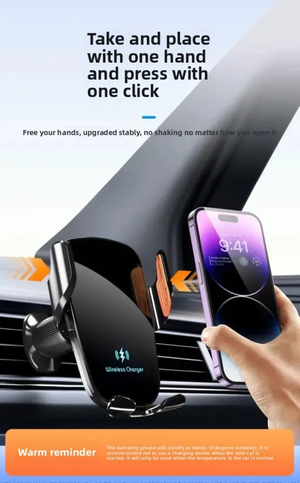 15W Car Wireless Charger 360° Rotation Air Vent Cellphone Bracket For iPhone 16 15 14 13 12 Samsung Xiaomi Fast Charging Station