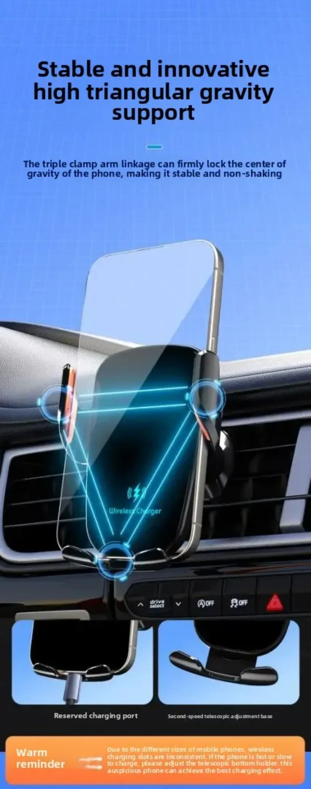 15W Car Wireless Charger 360° Rotation Air Vent Cellphone Bracket For iPhone 16 15 14 13 12 Samsung Xiaomi Fast Charging Station