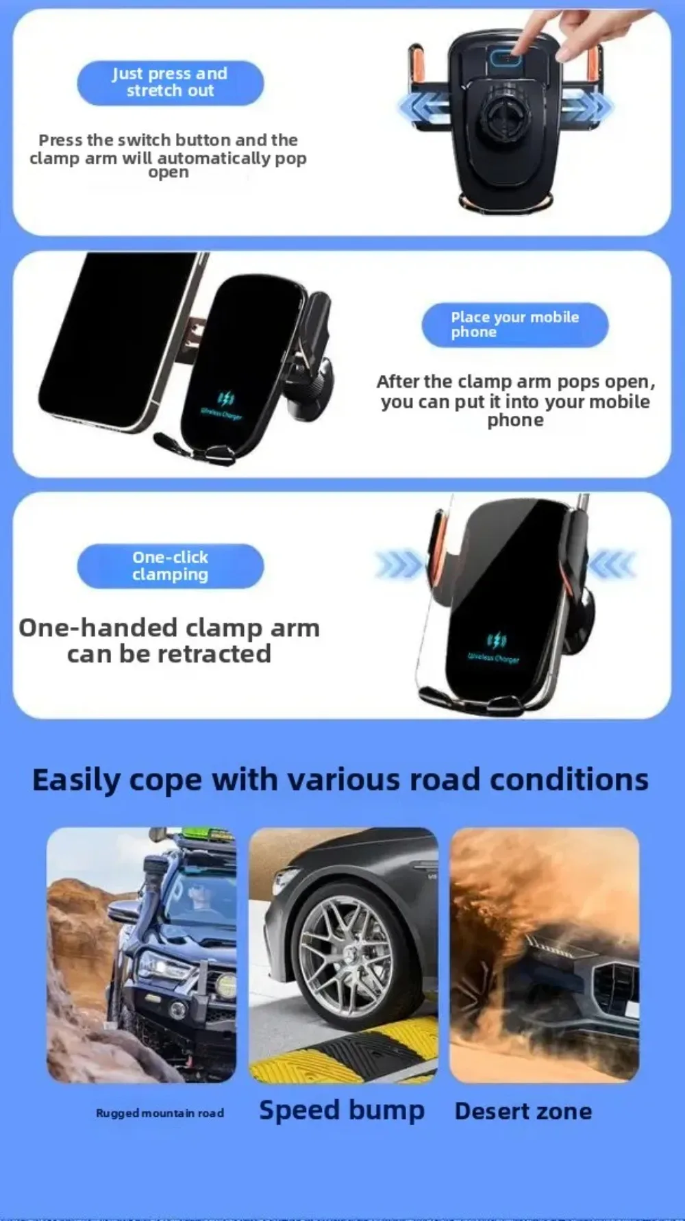 15W Car Wireless Charger 360° Rotation Air Vent Cellphone Bracket For iPhone 16 15 14 13 12 Samsung Xiaomi Fast Charging Station