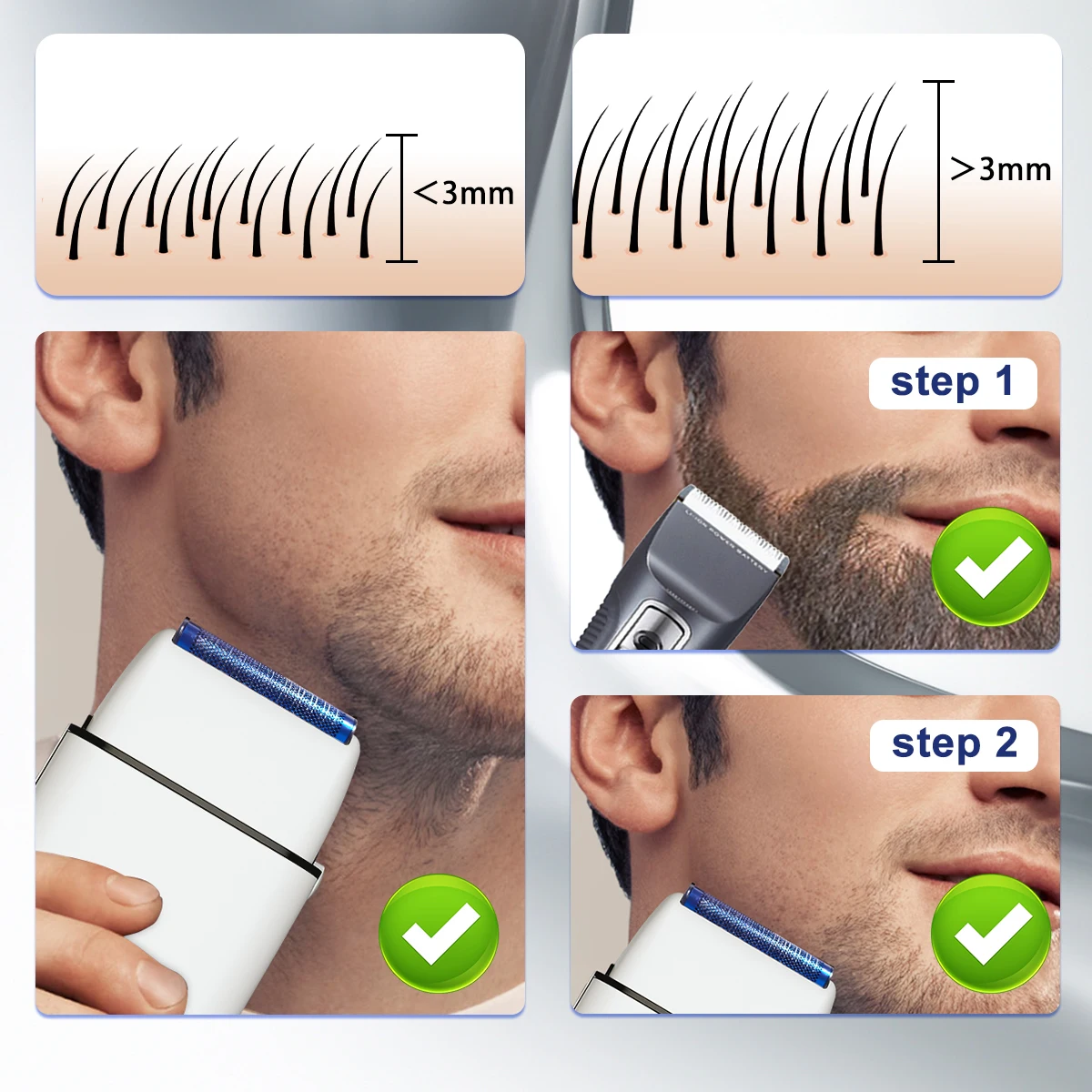 ROSYOUS RS620 Professional Shaver 10000RPM Double Foil for Men Beard Trimmer Professional Hair Cutting Machine