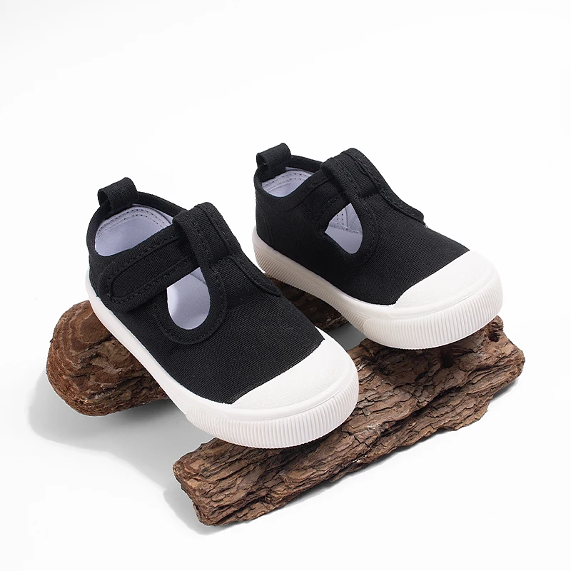 Spring Summer New Arrival Cute Candy Colors T-Strap Canvas Shoes Mesh Breathable Safety Toe Casual Soft Sole Girls Baby Toddler