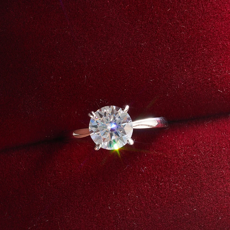 2 Carat Colorful Moissanite Rings D Color VVS Original Sterling Silver 925 Jewelry For Women Wedding Bands with Free Certificate