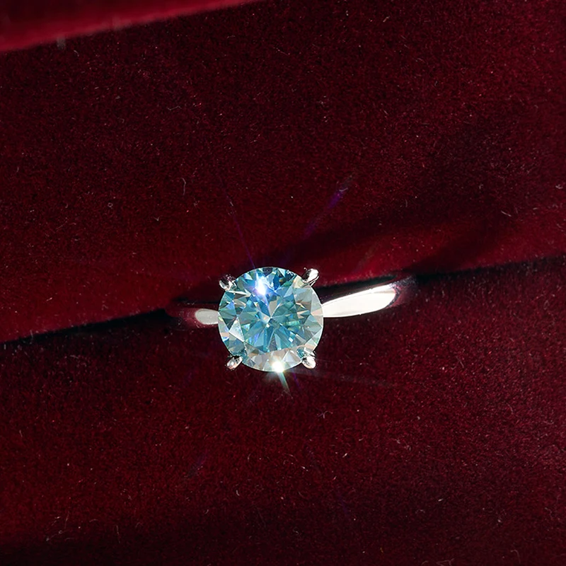 2 Carat Colorful Moissanite Rings D Color VVS Original Sterling Silver 925 Jewelry For Women Wedding Bands with Free Certificate