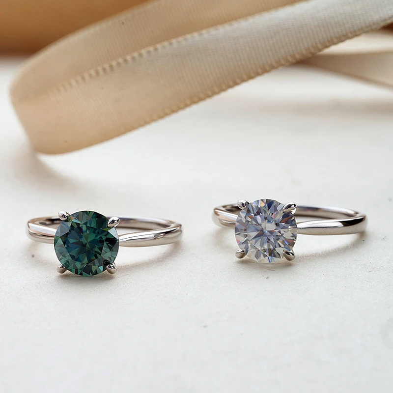 2 Carat Colorful Moissanite Rings D Color VVS Original Sterling Silver 925 Jewelry For Women Wedding Bands with Free Certificate