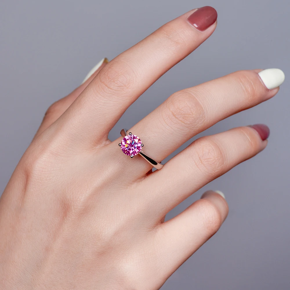 2 Carat Colorful Moissanite Rings D Color VVS Original Sterling Silver 925 Jewelry For Women Wedding Bands with Free Certificate