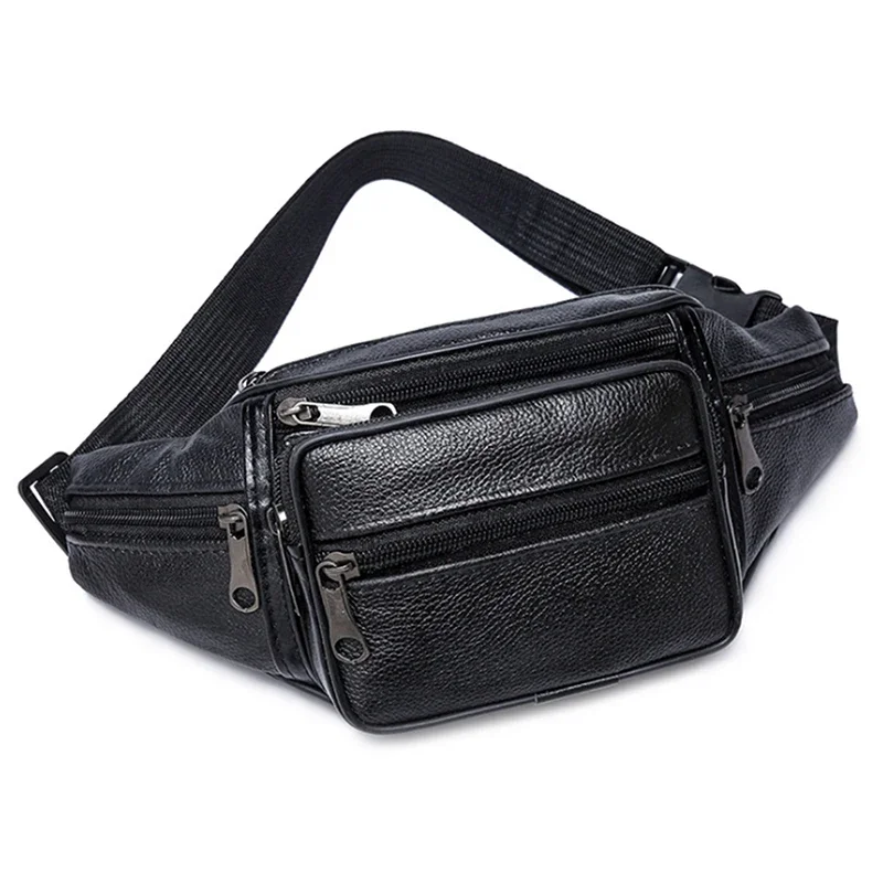 Men's Waist Pack PU Leather Bag Waist Belt Bag Male Artificial Leather Fanny Pack Fashion Luxury Small Shoulder Bags for Men