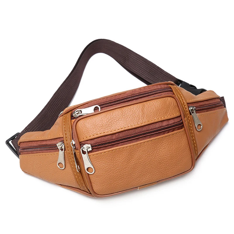 Men's Waist Pack PU Leather Bag Waist Belt Bag Male Artificial Leather Fanny Pack Fashion Luxury Small Shoulder Bags for Men