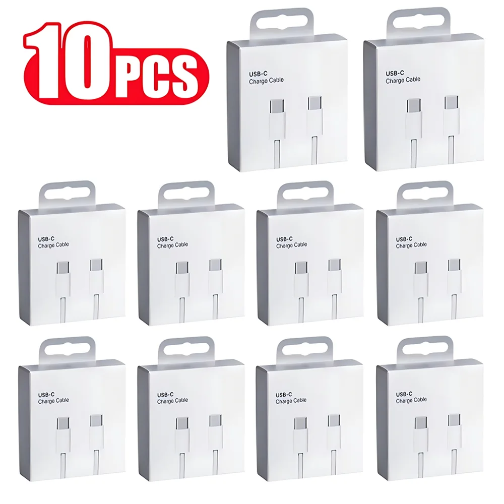10 PCS 60W PD USB-C Fast Charging Braided Cable For iPhone 15 16 Pro Max Samsung Xiaomi Redmi POCO Type C Cables With Retail Box