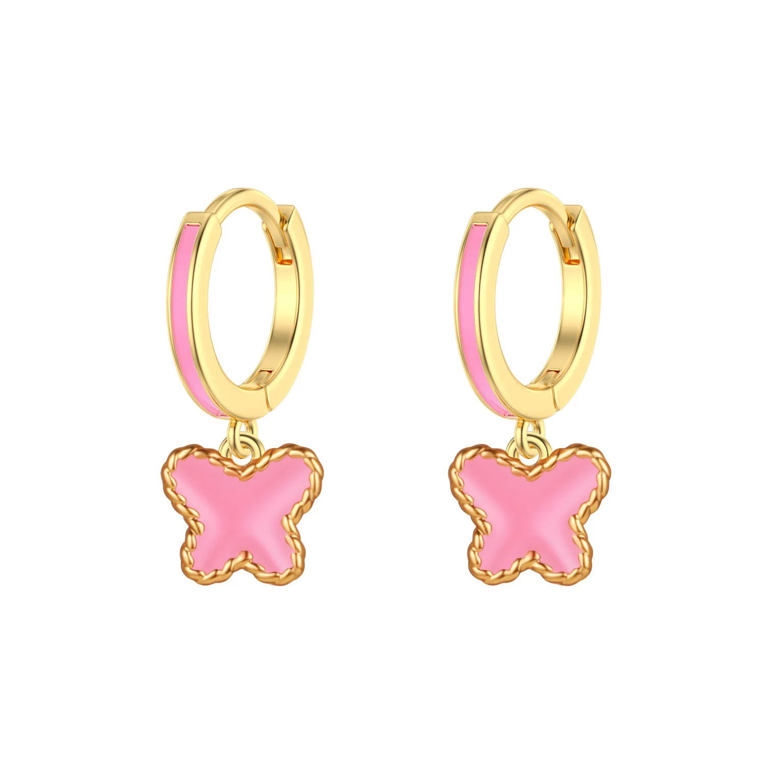 Small Cute Butterfly Dangle Earrings for Kids Girl Children Chic Sweetness Lovely Hoop Clip Earring Jewelry Gift