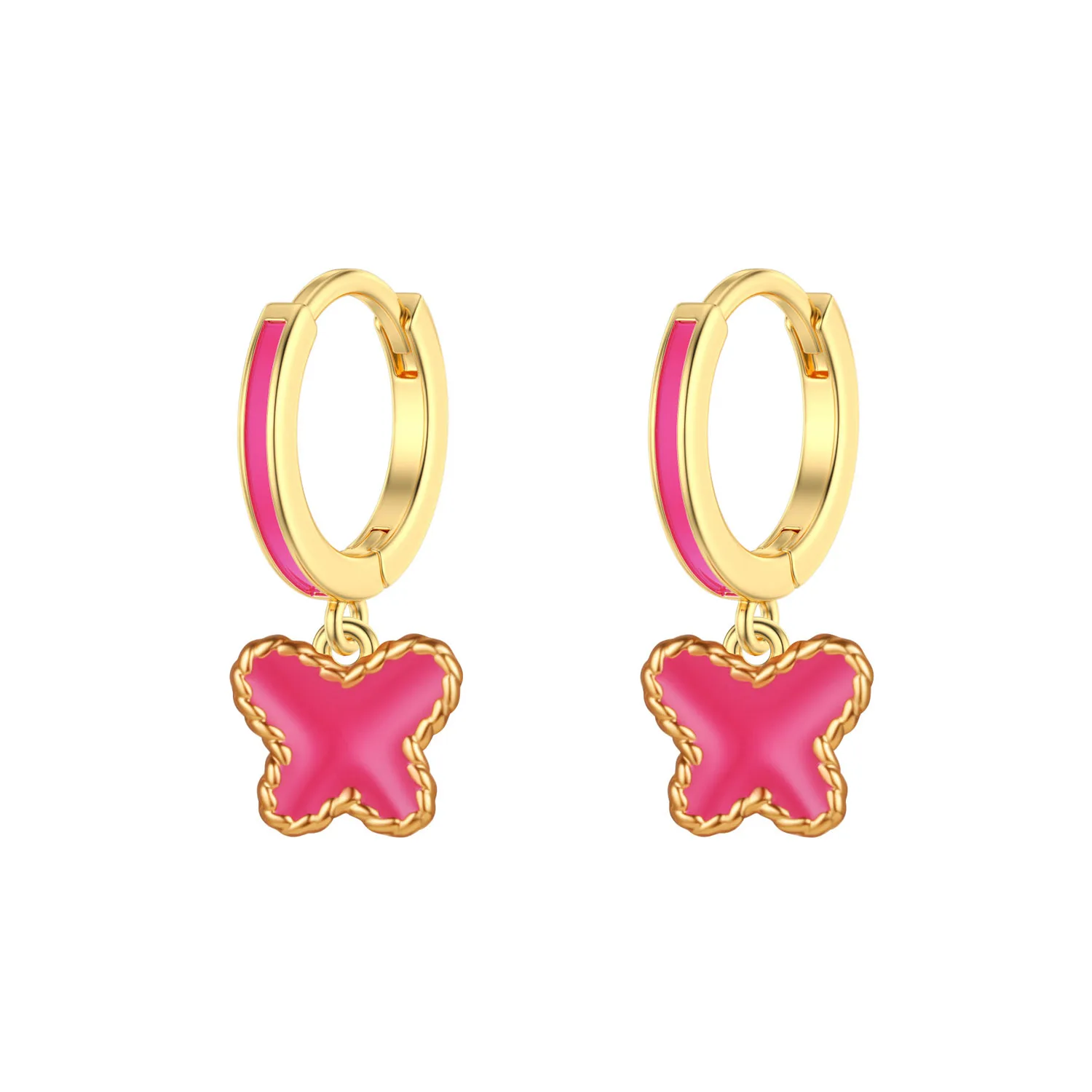 Small Cute Butterfly Dangle Earrings for Kids Girl Children Chic Sweetness Lovely Hoop Clip Earring Jewelry Gift